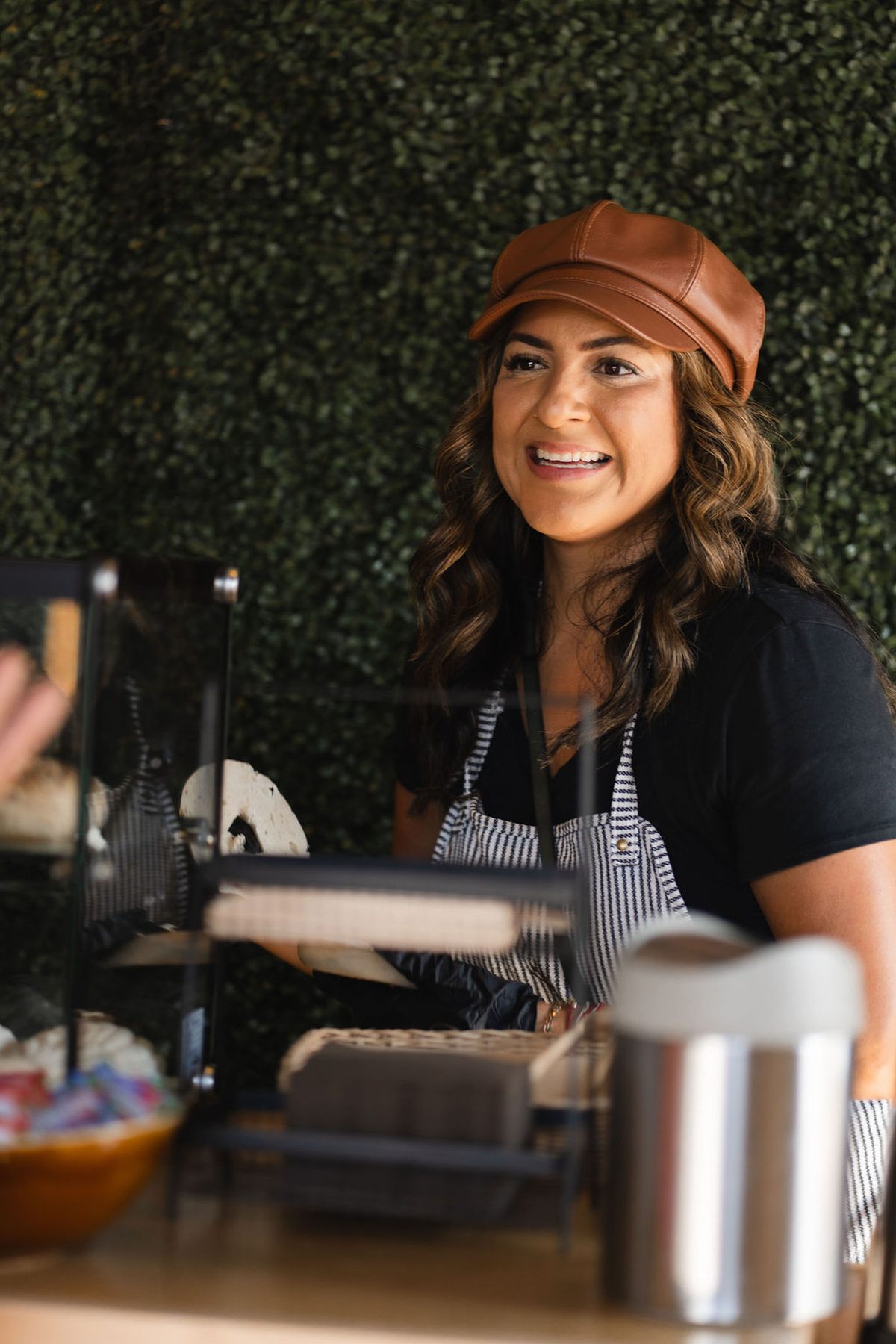 Behind the counter at the coffee bar